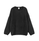 Womens Soft Knit Sweater Solid Color Round Neck Faux Mink Fabric Casual Everyday Wear Wholesale
