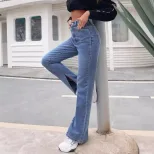 High Waisted Denim Trousers Fashionable Casual Versatile Spring Summer Womens Apparel Wholesale