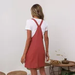 Summer Womens Fashion Red Loose Fit Mini Dress with Straps Trendy Style for Casual Outings Whole