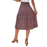 Floral Print Midi Skirt Summer Fashion Lightweight Fabric Stylish Design Perfect for Casual Outi