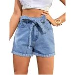 High Waisted Denim Shorts Slim Fit Straight Leg Summer Style Womens Casual Wear Wholesale Availa
