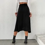 Womens Midi Skirt Solid Color Fashionable Versatile Spring Fall Wear Wholesale Available OEM ODM