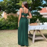 Womens A Line Maxi Dress Sexy Backless Waist Defining Adjustable Spaghetti Straps Perfect for Be