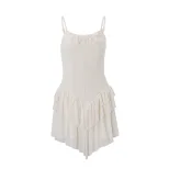 Womens Summer Ruffled Backless Midi Dress French Sweet Style Waist Defining Vacation Ready Wholesale Available