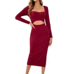 Sexy Bodycon Skirt Hollowed Waist Design Slim Fit Side Slit Night Out Party Wear Wholesale Avail
