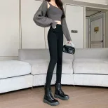 时尚弹力牛仔裤女2023新款春秋高腰修身显高显瘦小脚紧身铅笔裤子