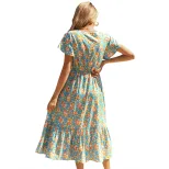 Floral Print Chiffon Dress V Neck Casual Style Vacation Ready Wholesale Available factory direct