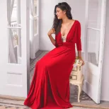 Cross Back Bandage Maxi Dress Versatile 3 4 Sleeve Adjustable Straps Sexy Fit Evening Wear Cockt