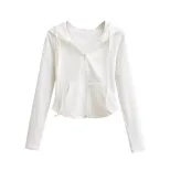 Hooded Cardigan Sweatshirt for Women Slim Fit Long Sleeve Short Length Soft Fabric Casual Wear for Spring and Autumn