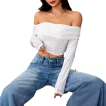 Off Shoulder Crop Top Sweet and Spicy Style Womens Spring Summer Fashion Wholesale Available low