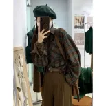 Plaid Flannel Shirt for Women Soft Fabric Vintage Style Unique Design Perfect for Autumn Casual
