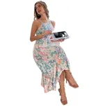 Floral Print Slip Dress Casual Style Elegant Vibe Lightweight Fabric Perfect for Summer Outings