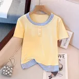 Womens Vintage Style Long Sleeve T Shirt with Checkered Design Casual Layering Top for Spring and Autumn Wholesale