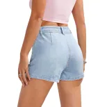 High Waisted Denim Shorts Slim Fit Fashionable Spring Style Womens Casual Wear Ready to Ship