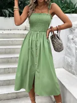 Fashionable Solid Color Spaghetti Strap Dress Elegant Fit Comfortable Fabric Versatile for Casua