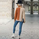 Womens Long Sleeve T Shirt Color Block Design Comfortable Fabric Casual Style Perfect for Autumn