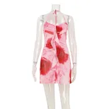 Summer Beach Vacation Womens Dress High Waist A Line Ruffled Hem Floral Print Sheer Fabric Perfe