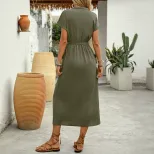 Elegant Sequin V Neck Bodycon Dress Simple Versatile European and American Style Perfect for Par