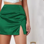 High Waisted Satin Mini A Line Skirt Sexy Split Design Bodycon Fit Elegant Fabric Perfect for Pa