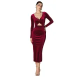 Elegant Deep V Neck Hollow Out Top Slim Fit Sexy Design Perfect for Parties Wholesale Available