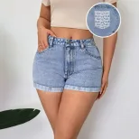 High Waisted Womens Denim Shorts Soft Fabric Trendy Style Comfortable Fit Summer Casual Wear Who
