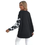 Womens Color Block Leopard Print V Neck Boyfriend T Shirt Casual Style Trendy Design Ready to Sh