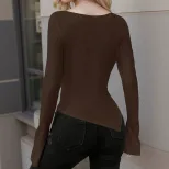 Slim Fit Irregular Hem Top Sexy Design Waist Cinching Comfortable Fabric Casual Wear for Women W