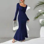 Elegant Long Sleeve Mermaid Dress Spring Summer Collection Party Wear Comfortable Fabric Wholesa