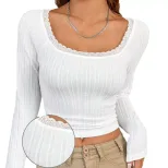 Womens Fashionable Minimalist White T Shirt Short Sleeve Versatile Youthful Style Spring Summer