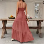 Sleeveless Deep V Neck Cake Dress Solid Color Sexy Style Perfect for Vacations Wholesale Availab