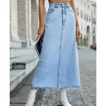 High Waisted A Line Denim Skirt Slim Fit Casual Style Versatile for Everyday Wear Wholesale Avai