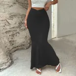 Slim Fit V Cut Bodycon Skirt Sexy Design High Waist Comfortable Fabric Perfect for Parties and N