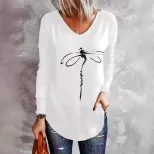 Womens Loose Fit Long Sleeve T Shirt V Neck Bamboo Fabric Summer Style Wholesale Available custo