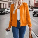 Autumn Long Sleeve Zipper Detail Cardigan Solid Color Lightweight Casual Style Wholesale Availab