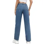 Casual Ripped Straight Leg Jeans for Women Versatile Design Comfortable Fit Trendy Style Wholesa