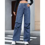 High Waisted Wide Leg Jeans Loose Fit Straight Cut Durable Denim Casual Wear for Women Wholesale