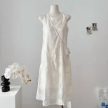 Sleeveless Summer Dress for Women Round Neck Sweetheart Style Lightweight Fabric Available in White Wholesale Sizes S