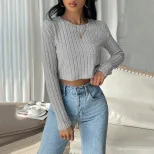 Casual Womens T Shirt Short Cropped Style Solid Color Simple Design Spring Summer Commuter Wear