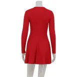 Fashionable Womens Dress Half High Neck Long Sleeve Sheer Mesh Panel Fishtail Design Waist Cinch