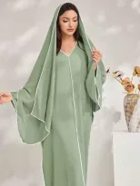 Al Najma Women s Solid Color V Neck Batwing Sleeve Loose Str