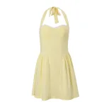 Summer Womens Dress Fashionable Sexy Square Neck Backless Waist Defined Casual or Evening Wear W