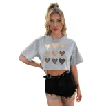 Casual Short Sleeve Heart Print T Shirt Comfortable Fabric Trendy Design Spring Summer Style Who