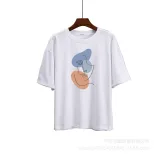 Abstract Aesthetic Printed T Shirt for Women Soft Cotton Loose Fit Basic Style Summer Casual Wea