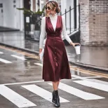 PU Strap Dress Solid Color Minimalist Design Versatile Style Perfect for Casual Wear Wholesale A