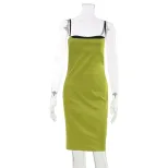 Elegant Green Satin Color Block Strapless Dress High Quality Fabric Chic Design Perfect for Part