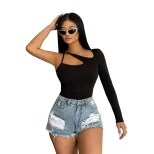 Womens Sexy Off Shoulder Long Sleeve T Shirt Irregular Fit Spring Summer Style Wholesale Availab