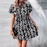 V Neck Floral Print High Waisted Dress Elegant Design Comfortable Fabric Perfect for Summer Even
