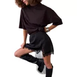 Satin and Lace Mini Skirt Y2K Elegant Style Versatile Design Shiny Finish Perfect for Spring Sum