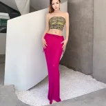 Sheer Mesh Bodycon Skirt High Elasticity Draped Design Pleated Detail Fashionable Evening Wear W