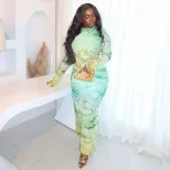 Elegant Womens Long Dress Slim Fit Ruffled High Neck Floral Print Perfect for Office or Casual O